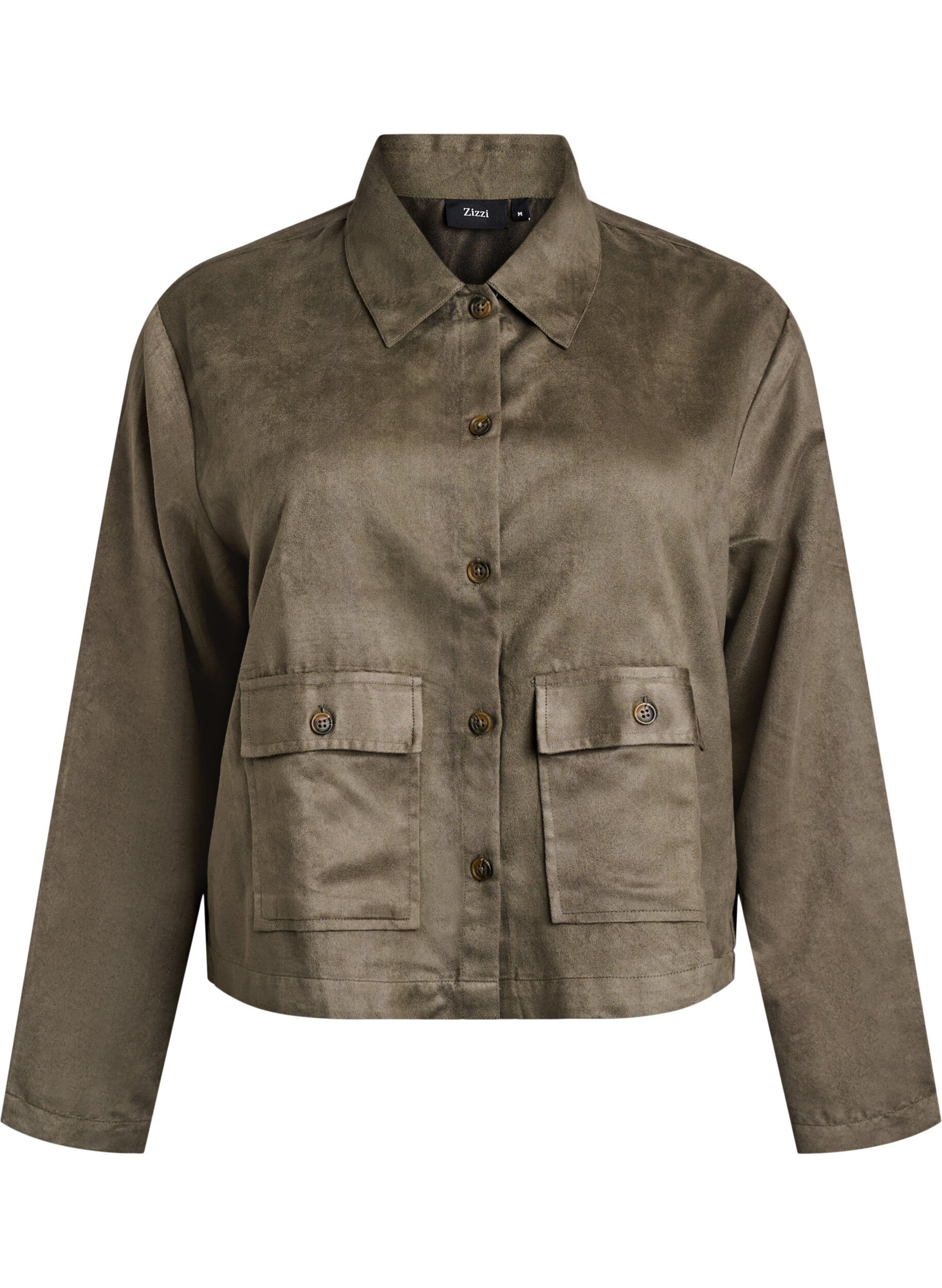 Kurze Jacke aus Wildlederimitat mit Taschen