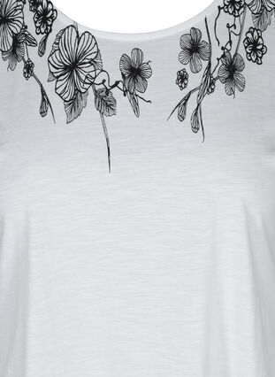 T-Shirt aus Baumwolle mit Printdetails, Bright White FLOWER, Packshot image number 2