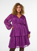 Knielanges Kleid mit transparenten Streifen und Wickeleffekt, Lila, Model image number 0