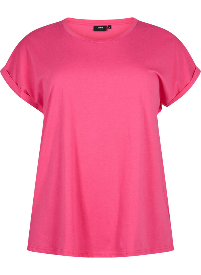 Kurzärmeliges T-Shirt aus einer Baumwollmischung, Pink, Packshot image number 0