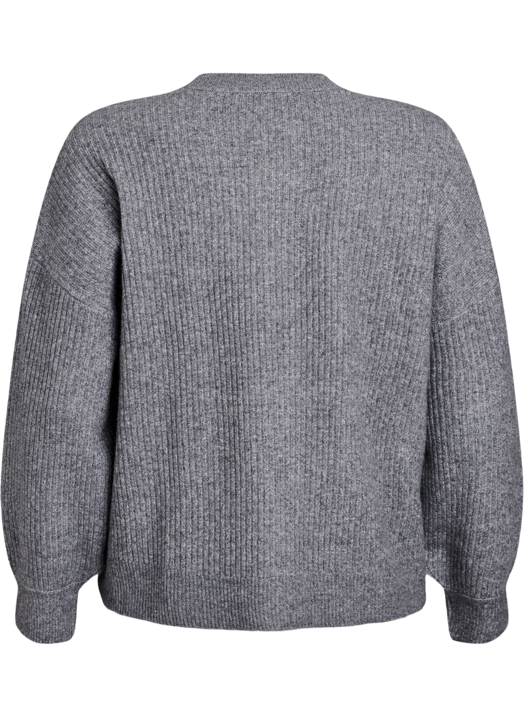 ZizziRippenstrick Strickjacke mit Kn&ouml;pfen, Grau, Packshot image number 1