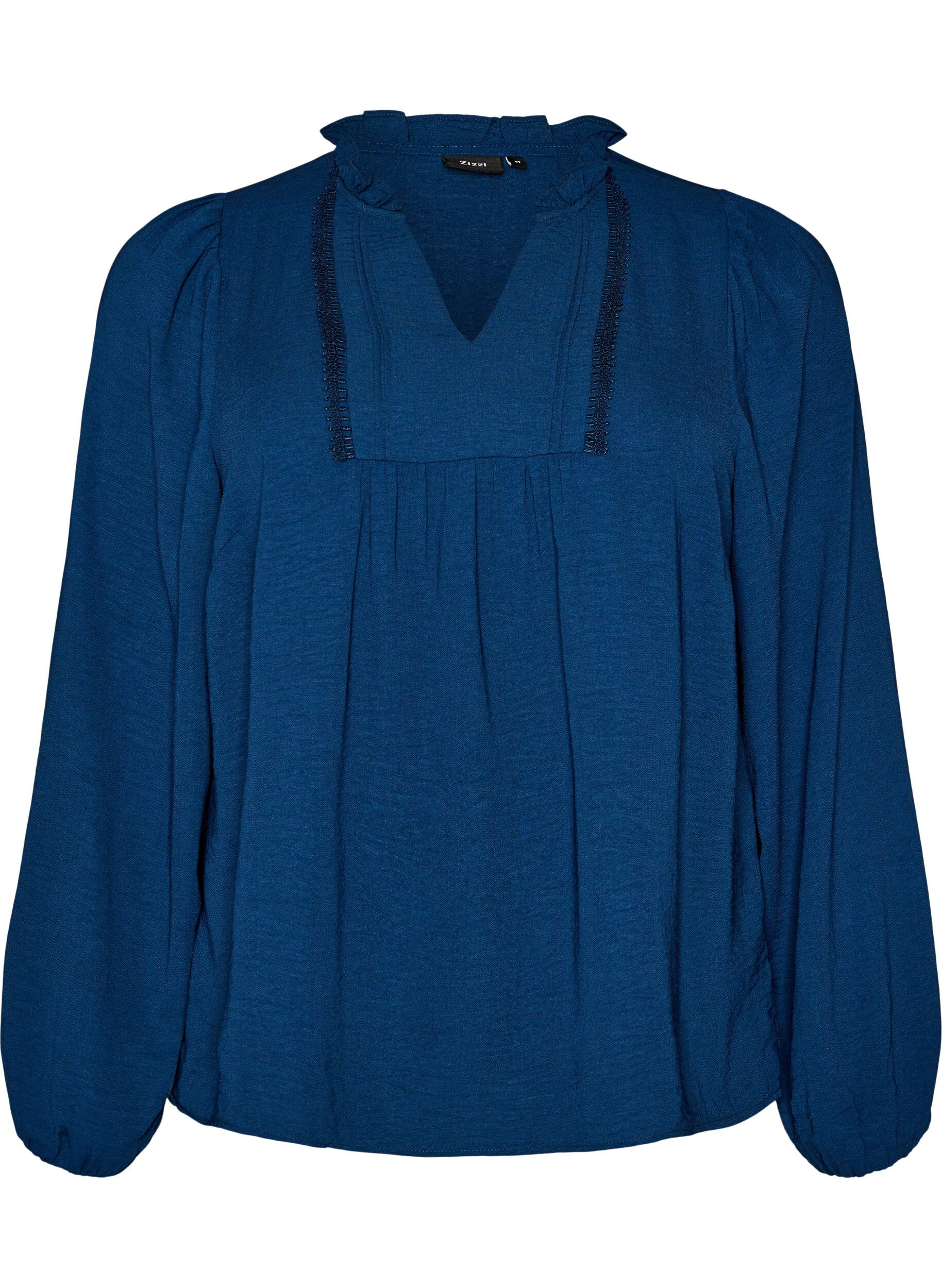 Bluse mit V-Ausschnitt und H&auml;kelband