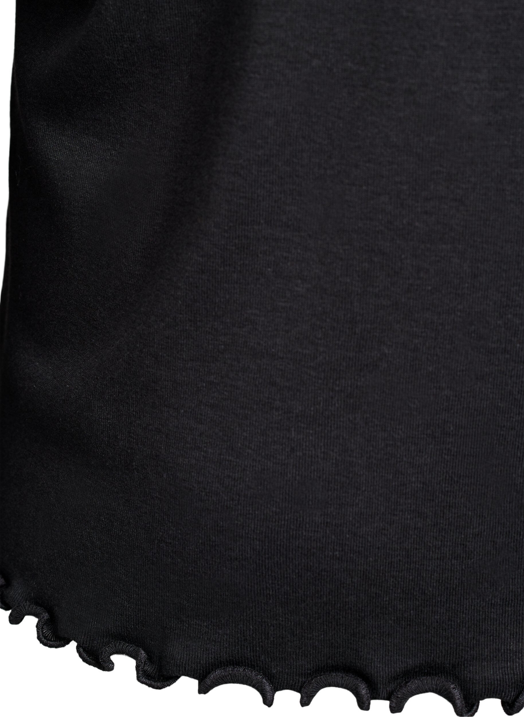 Zizzi Jerseybluse mit Kn&ouml;pfen und welligen Kanten, Schwarz, Packshot image number 3