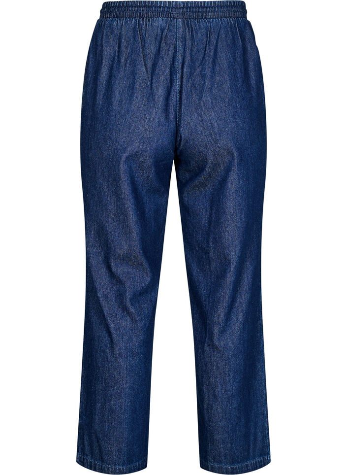 Gerade geschnittene Jeans mit elastischem Bund, Blau, Packshot image number 1