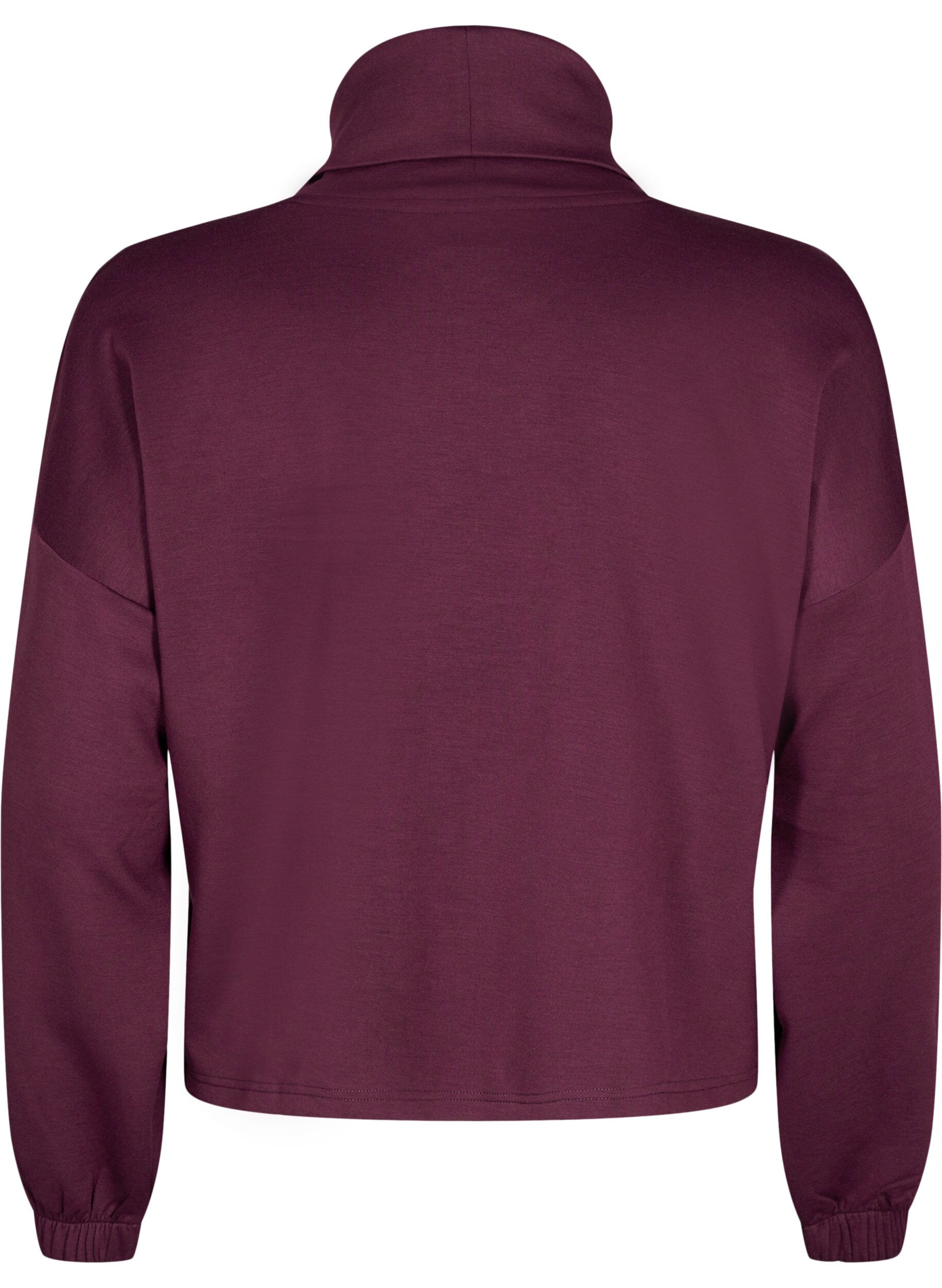 Zizzi Bluse mit Rollkragen aus Modal-Mix, Dunkles Bordeaux, Packshot image number 1