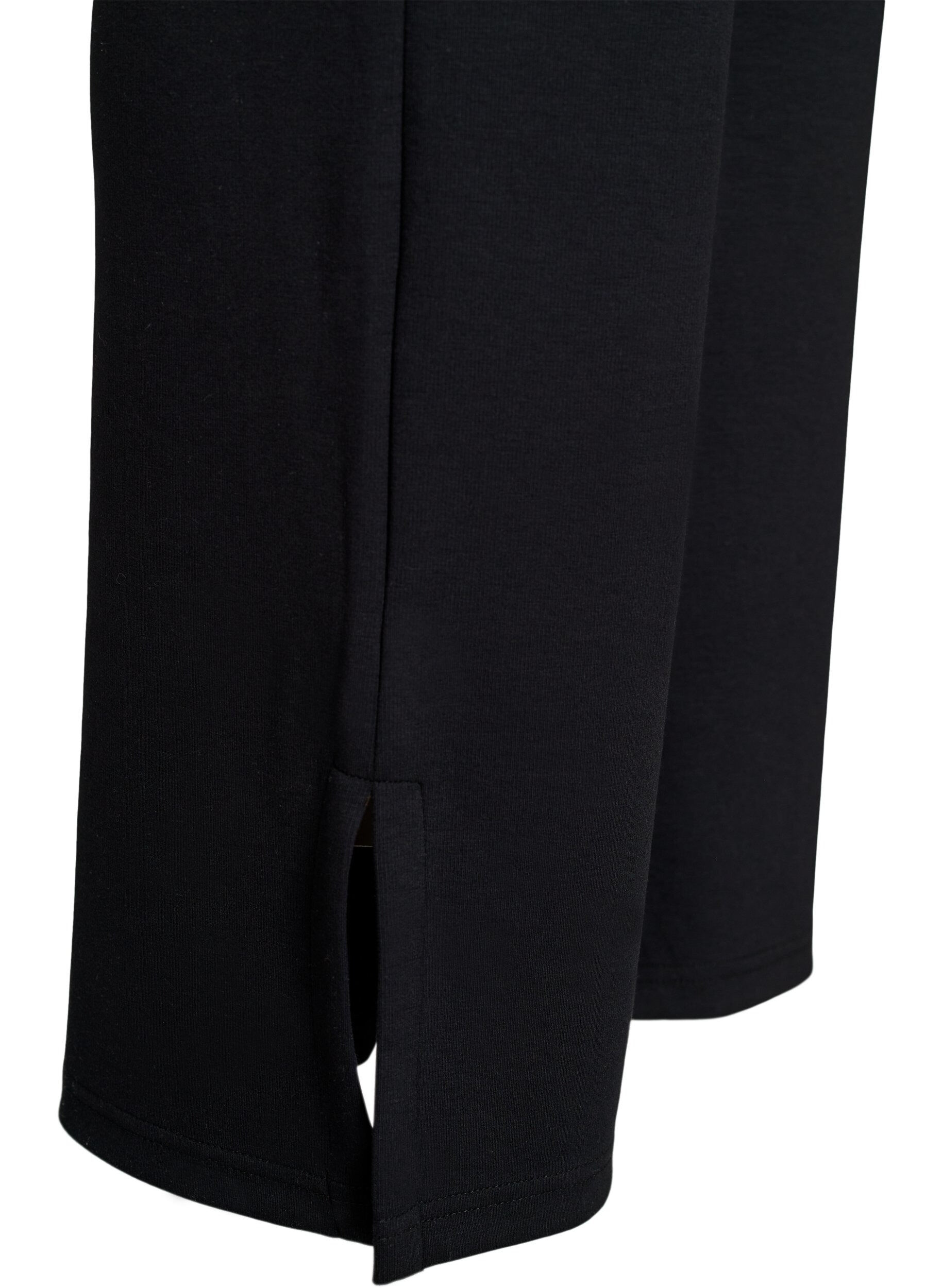 Zizzi Flare-Jerseyhose mit Schlitzen und hoher Taille, Schwarz, Packshot image number 3