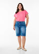 Hoch taillierte Bermuda Shorts aus Denim, Blau, Model image number 1