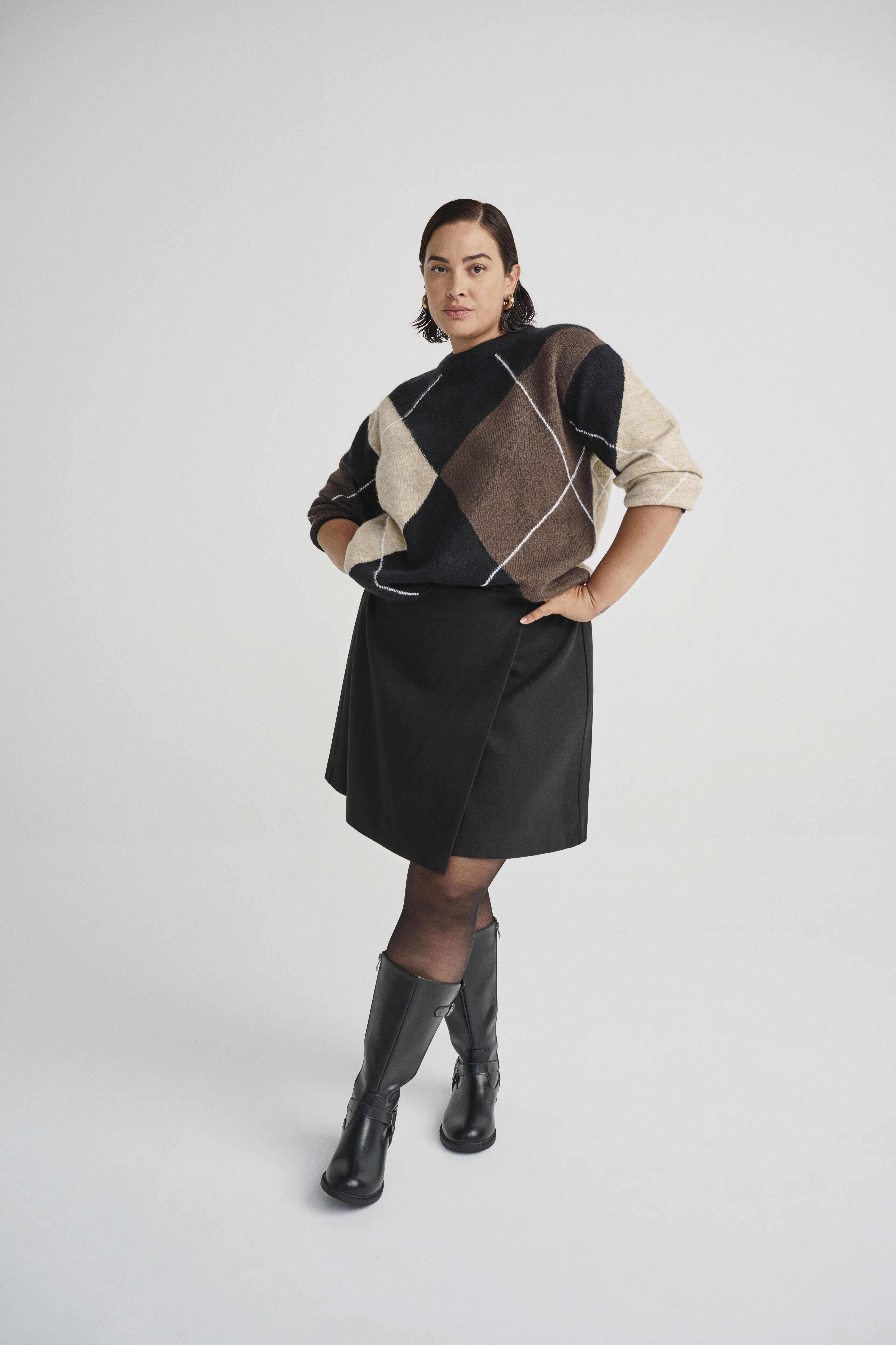 Zizzi Stiefel aus Leder mit Schnalle, , Model