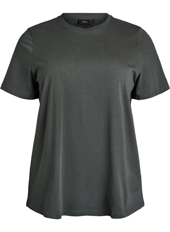 Basic-T-Shirt aus Baumwolle mit Rundhalsausschnitt, Grün, Packshot image number 0