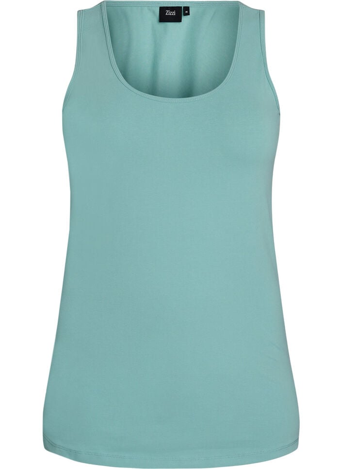 Einfarbiges Basic Top aus Baumwolle, Gr&uuml;n, Packshot image number 0
