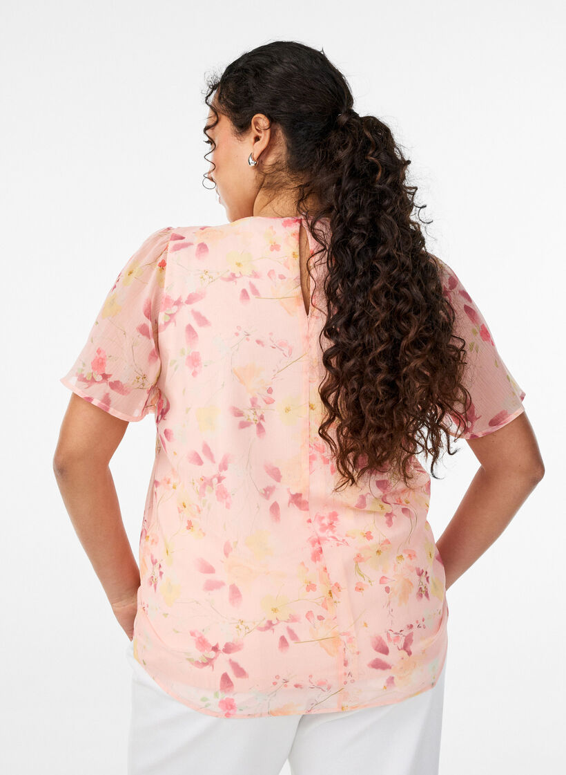 Bluse mit Blumenprint und luftigen &Auml;rmeln, Orange, Model image number 2
