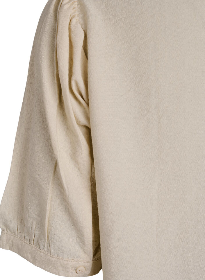Bluse aus Viskose mit halben Ärmeln, Beige, Packshot image number 3