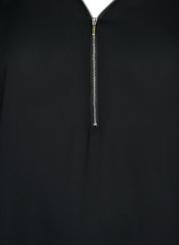 V-Ausschnitt Bluse mit Reißverschluss, Black, Packshot image number 2
