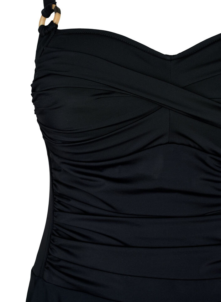 Badekleid mit Drapierung und Rock, Black, Packshot image number 2