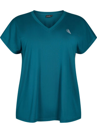 Lockeres Trainings-T-Shirt mit V-Ausschnitt, Deep Teal, Packshot image number 0