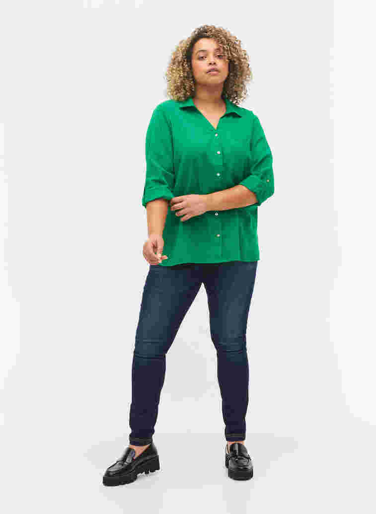 Bluse mit 3/4-Ärmeln und Knöpfen, Jolly Green, Model image number 2
