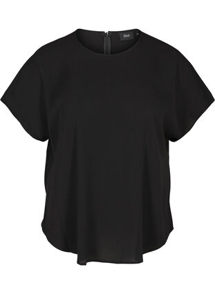 Blusenshirt mit kurzen Ärmeln, Black, Packshot image number 0