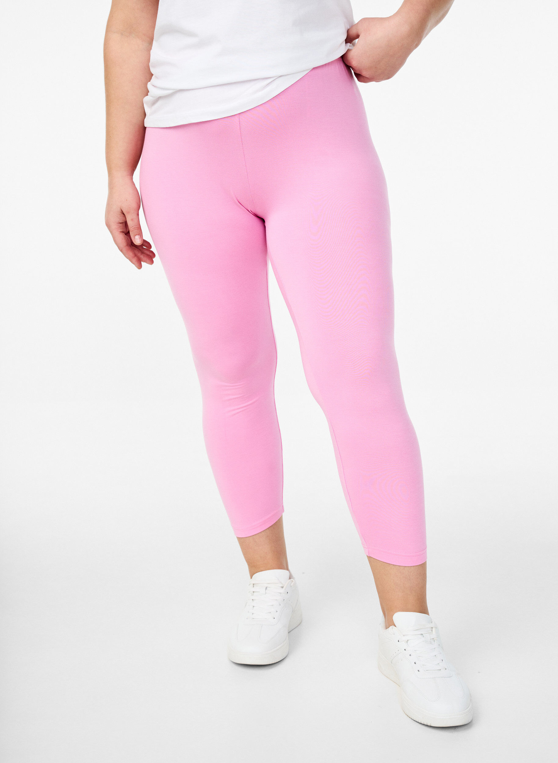 Basic 3/4 Leggings aus Viskose, Pink, Model