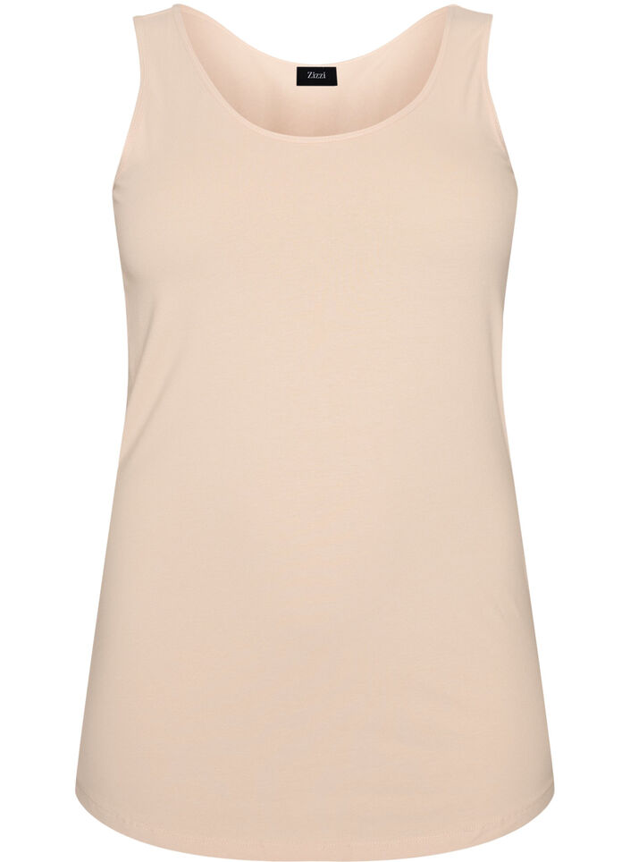 Einfarbiges Basic Top aus Baumwolle, Beige, Packshot image number 0