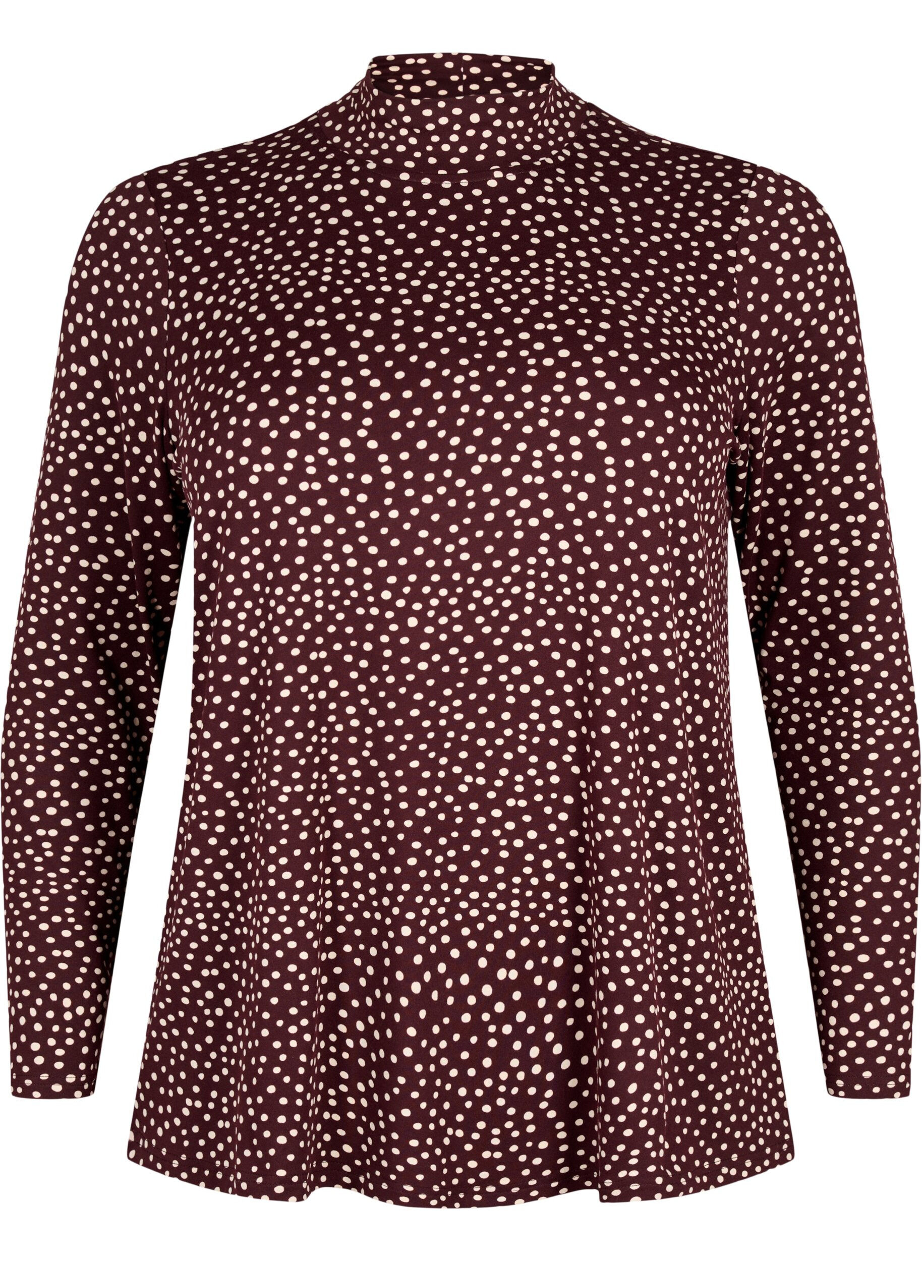 Zizzi FLASH - Lang&auml;rmelige Bluse mit Rollkragen, Dunkles Bordeaux, Packshot image number 0