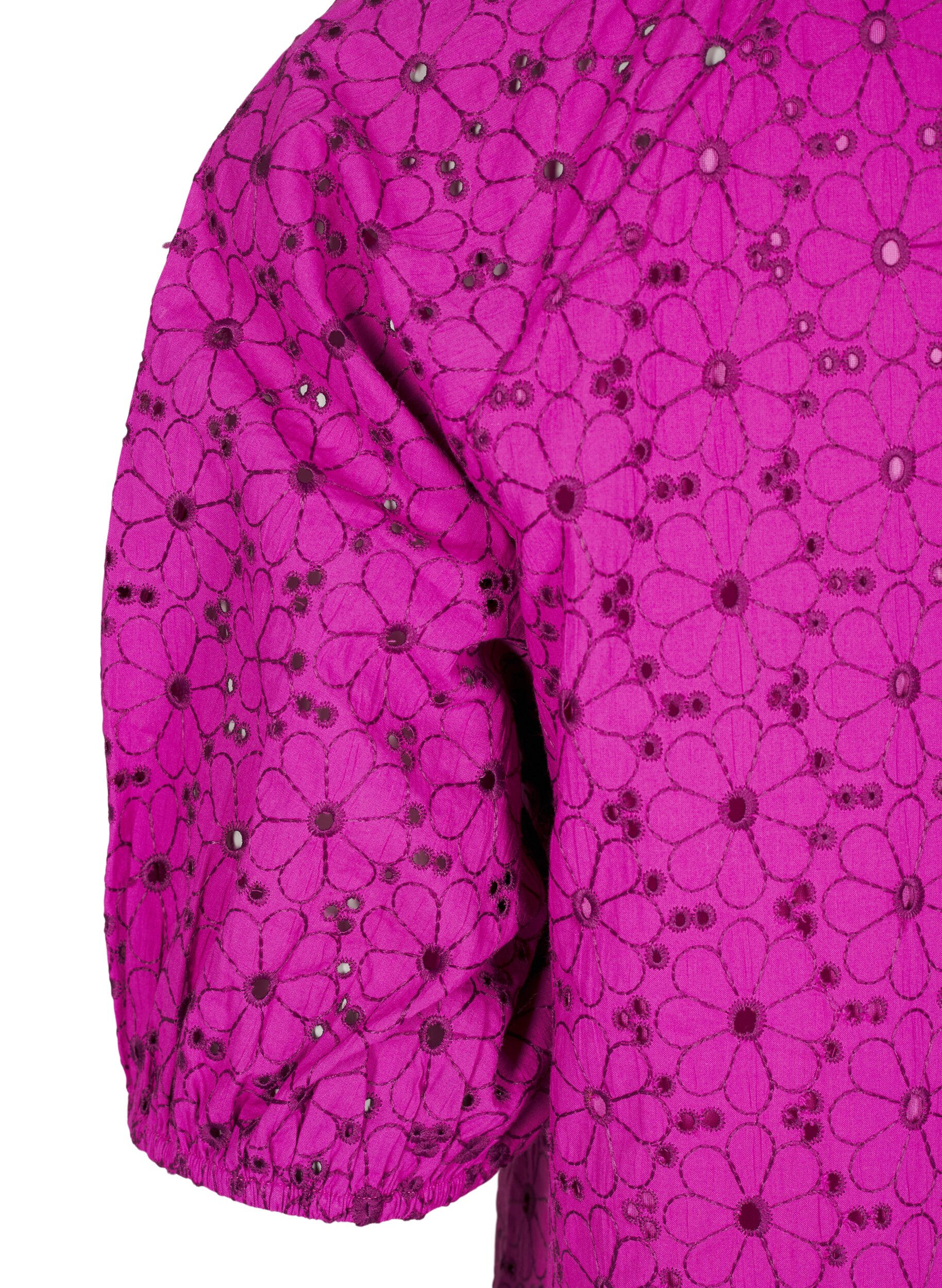 Zizzi Bluse mit gesticktem Blumenmuster, Lila, Packshot image number 3