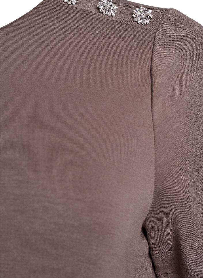 Kurzärmelige Bluse mit Knopfdetail, Braun, Packshot image number 2