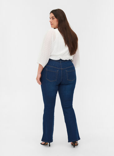 Hochtaillierte Ellen Bootcut Jeans, Dark blue denim, Model image number 1