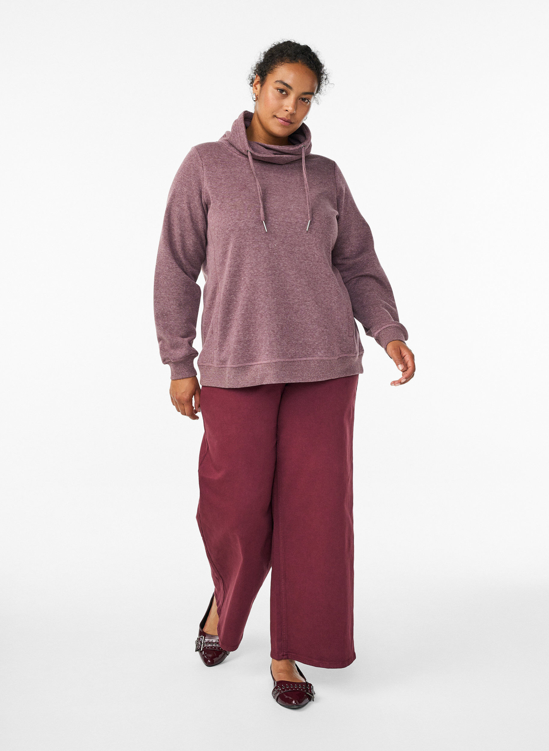 ZizziSweatshirt mit Stehkragen und Taschen, Rot, Model image number 1