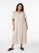 Midikleid aus Leinen und Viskose mit R&uuml;schen&auml;rmeln, Beige, Model image number 0