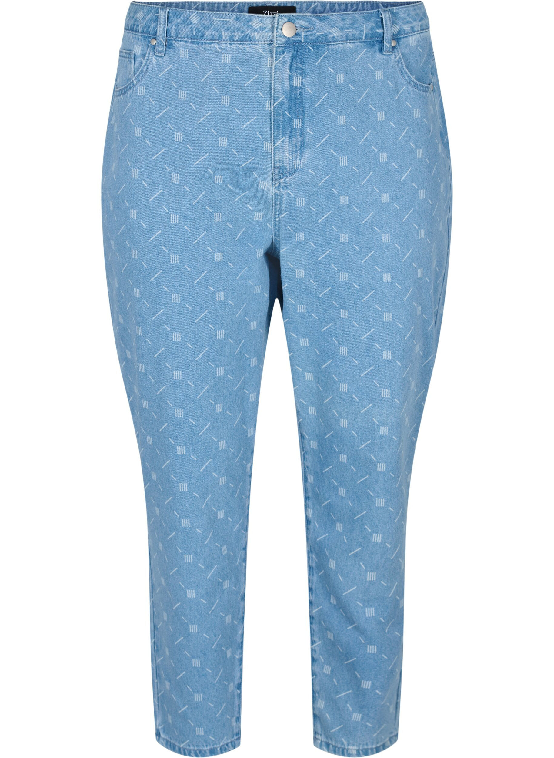 Zizzi Mille Mom Fit Jeans mit Print, Light blue denim, Packshot image number 0