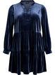 Kurzes Kleid aus Velours mit R&uuml;schenkragen und langen &Auml;rmeln, Blau, Packshot image number 0