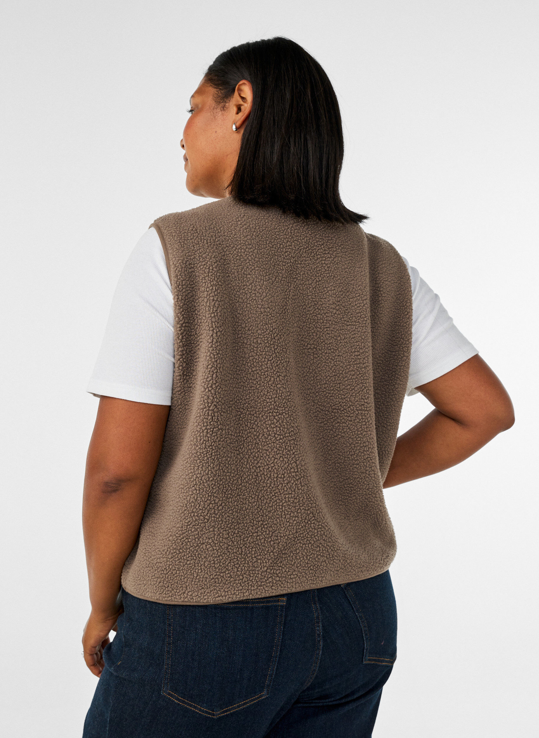 ZizziTeddy-Weste mit Kn&ouml;pfen und Taschen, Braun, Model image number 2