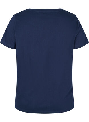 T-Shirt aus Bio-Baumwolle mit Schnüren Details, Navy Blazer, Packshot image number 1