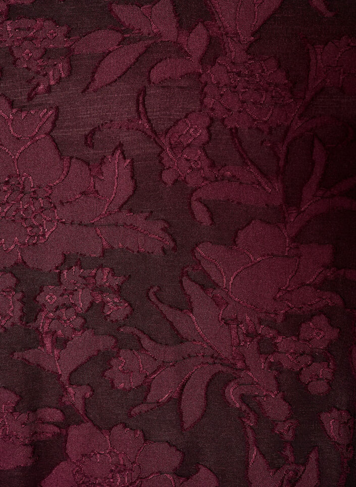 Kleid mit floraler Struktur und R&uuml;schensaum, Rot, Packshot image number 2