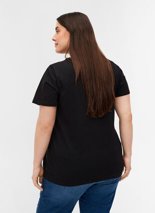 Kurzarm T-Shirt mit Lochstickerei, Black, Model image number 1