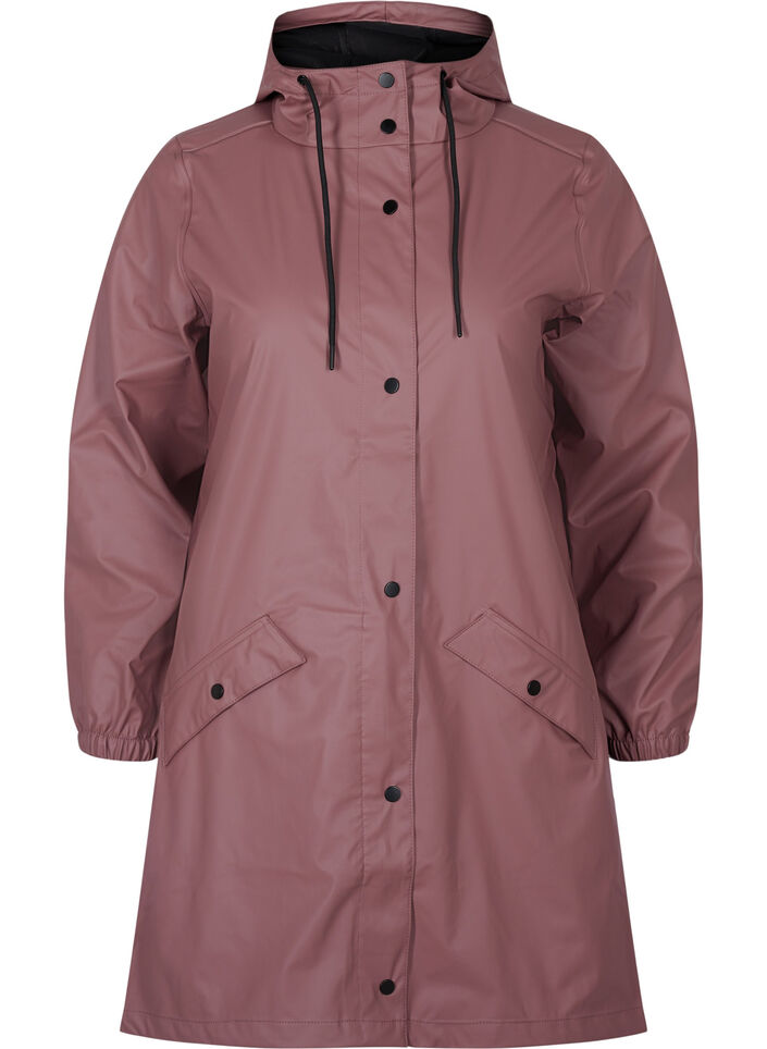 Regenjacke mit Kapuze und Knopfverschluss, Rose Taupe, Packshot image number 0