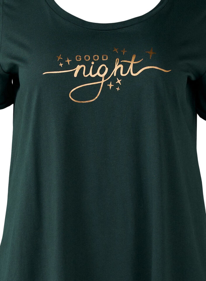 Kurzärmeliges Nachthemd aus Bio-Baumwolle, Grün, Packshot image number 2