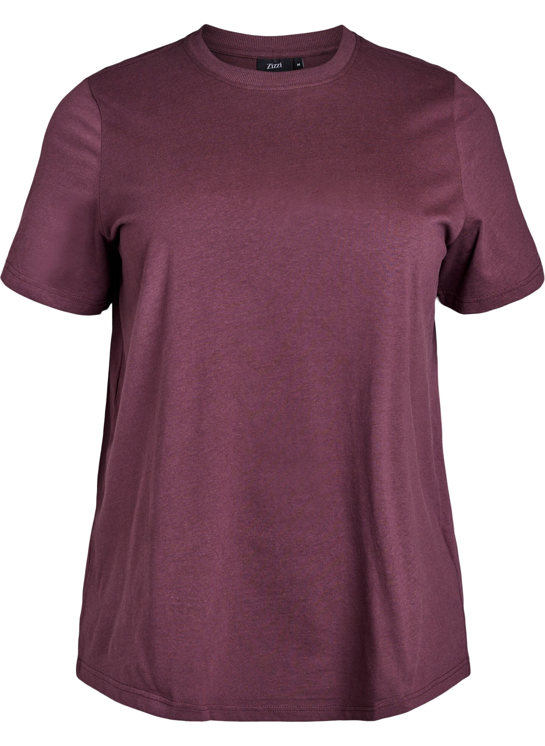 Zizzi Basic-T-Shirt aus Baumwolle mit Rundhalsausschnitt, Dunkles Bordeaux, Packshot image number 0