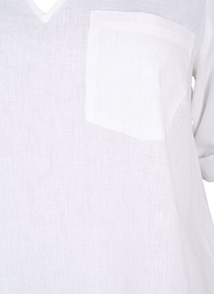 Tunika mit kurzen Ärmeln aus Baumwollgemisch mit Leinen, Bright White, Packshot image number 2