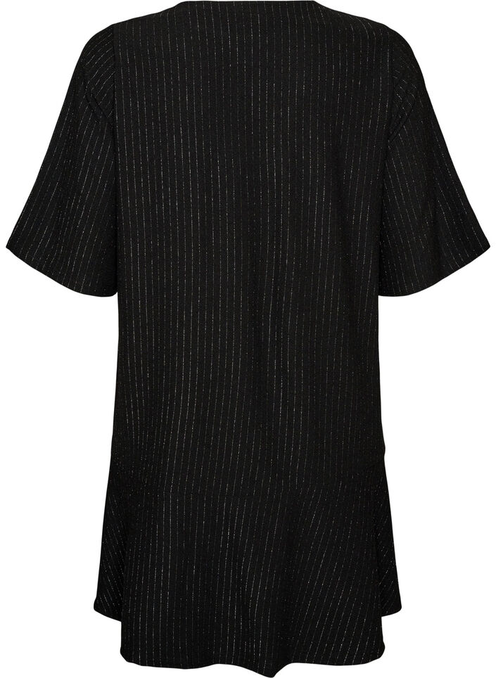 Kurzes A-Linien-Kleid mit Glitzerstreifen, Schwarz, Packshot image number 1