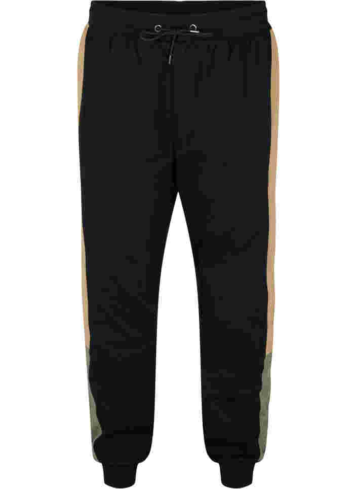 Sweatpants mit Trackdetails, Black/Camel, Packshot image number 0