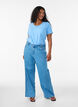 Einfarbiges basic T-Shirt aus Baumwolle, Blau, Model image number 1