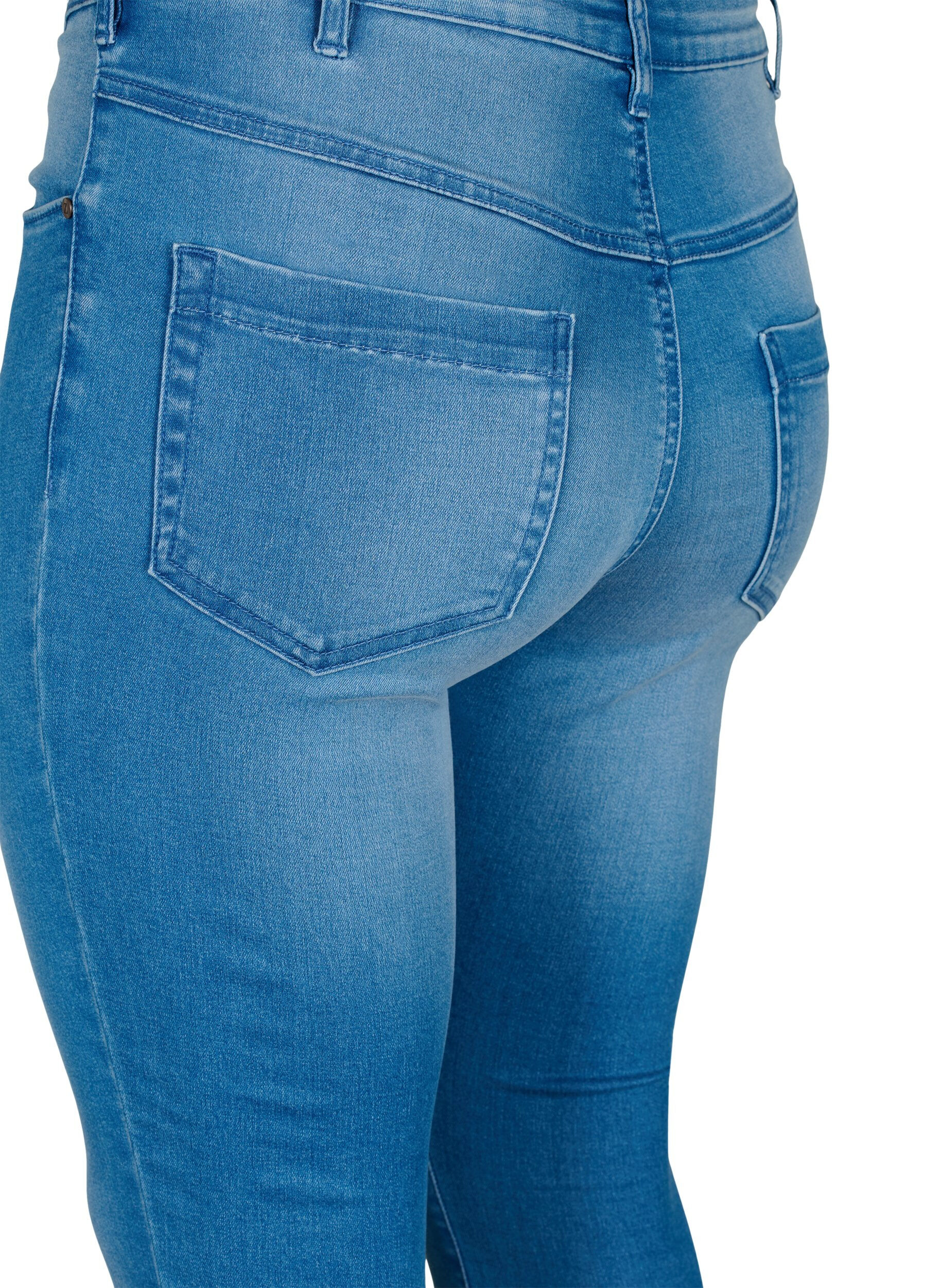 ZizziExtra schmale Amy Jeans mit hoher Taille, Light blue, Packshot image number 3