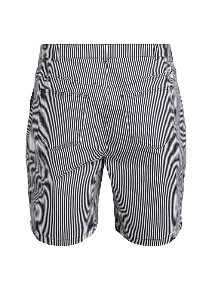 Bermuda-Shorts mit hohem Bund und Streifenmuster, Schwarz, Packshot image number 1