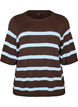 Gestreiftes Stricktop mit kurzen &Auml;rmeln, Braun, Packshot image number 0