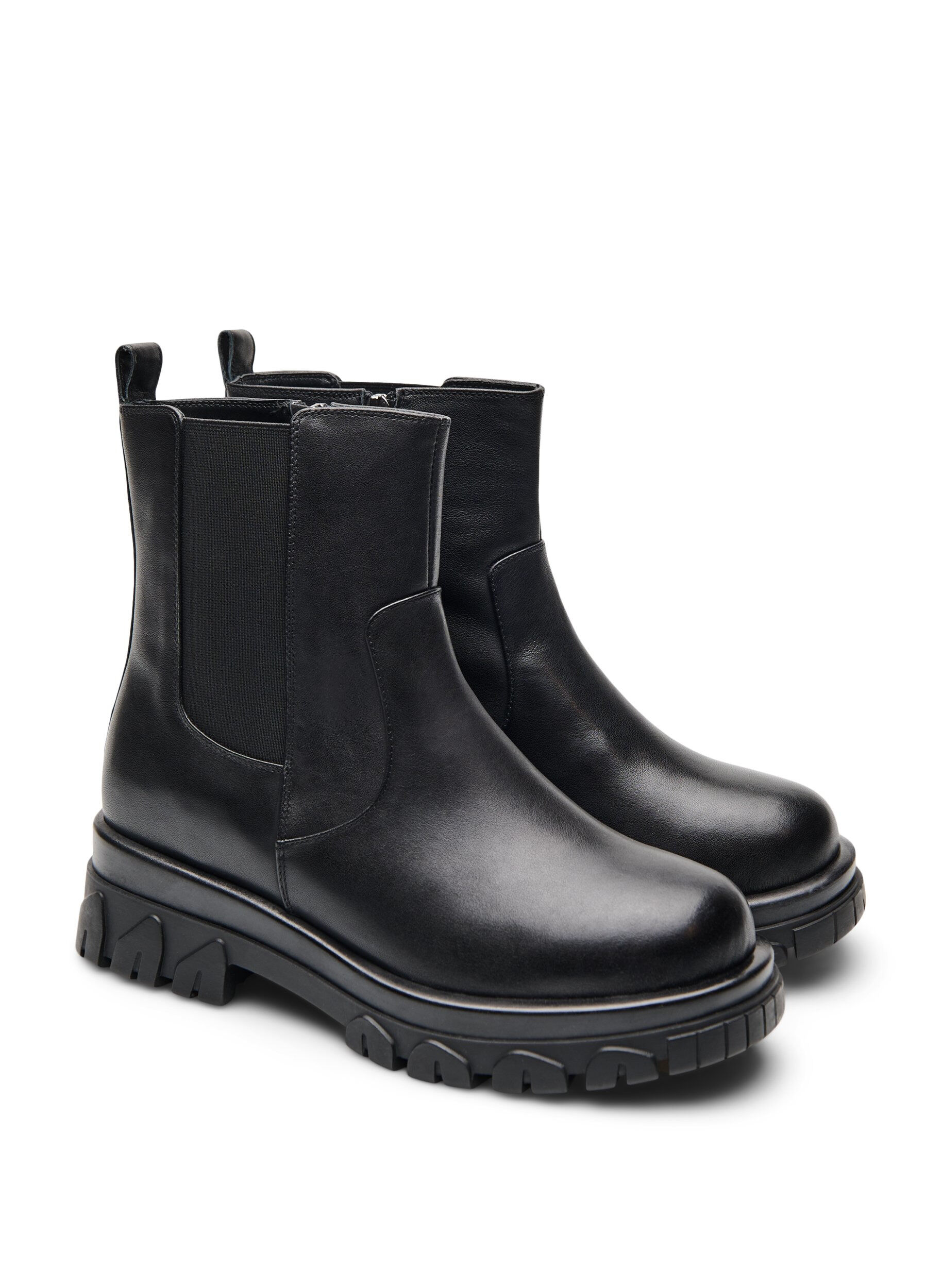 Zizzi Extra-Weite - Chelsea Boots aus robustem Leder und Rei&szlig;verschluss, Schwarz, Packshot image number 1
