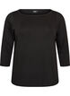 Basic-T-Shirt mit U-Boot-Ausschnitt und 3/4-&Auml;rmeln, Schwarz, Packshot image number 0