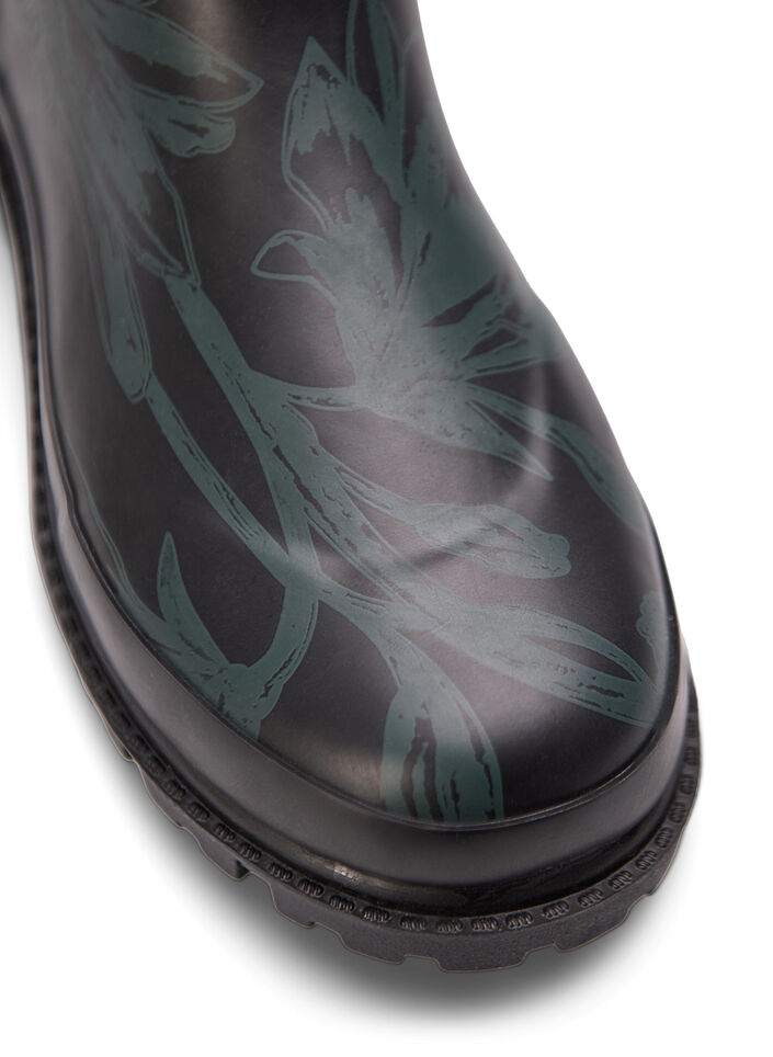 Kurze breit geschnittene Gummistiefel mit Druck, B. Teal Flower AOP, Packshot image number 4