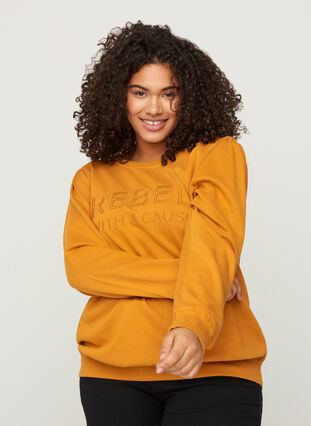 Sweatshirt aus Baumwolle mit Rundhalsausschnitt, Thai Curry, Model image number 0