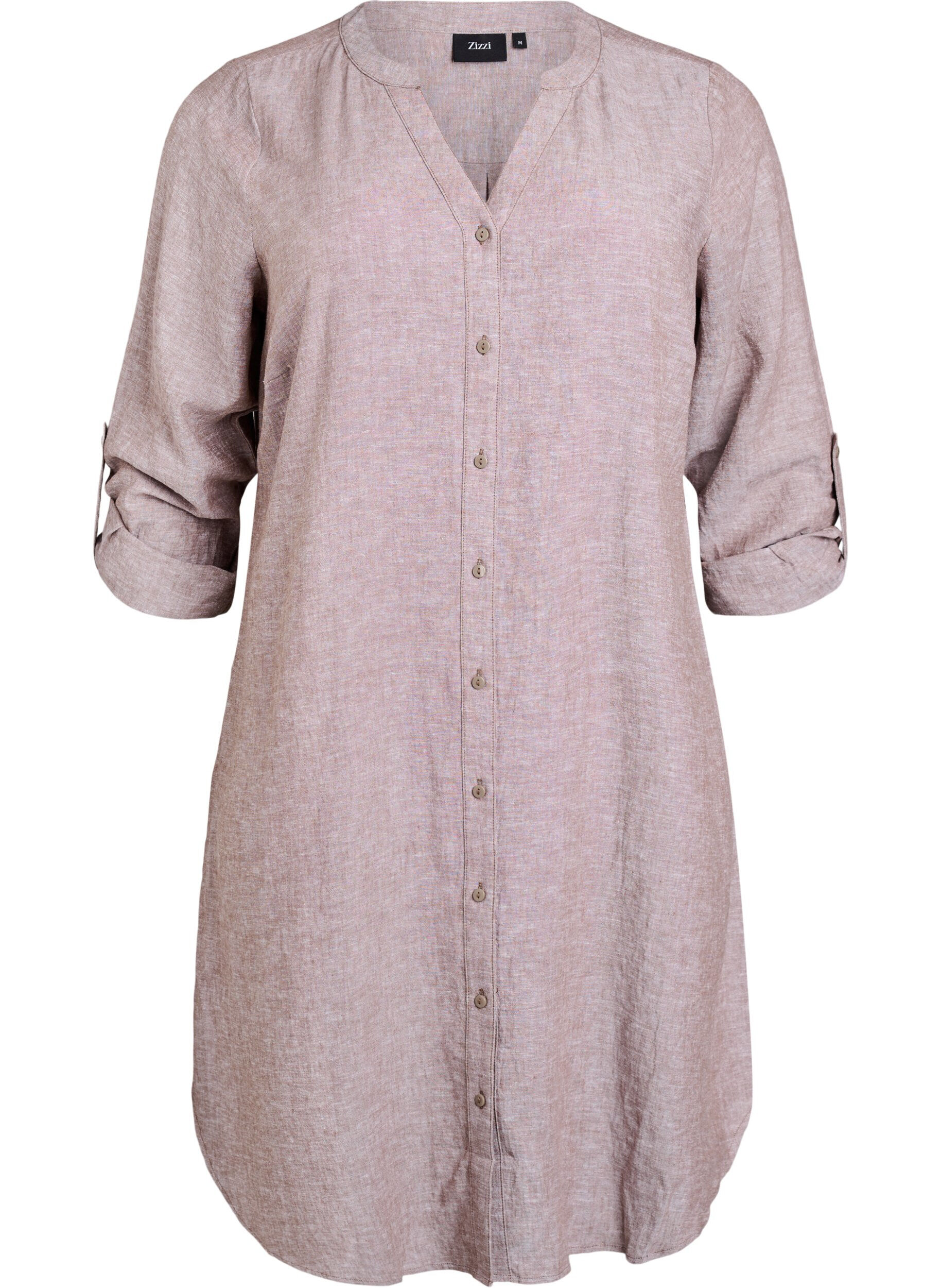 Zizzi Lange Bluse aus Leinen und Viskose, Braun, Packshot image number 0